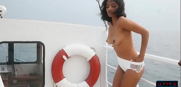  Exotic Playboy model gets naked outdoor and on a boat